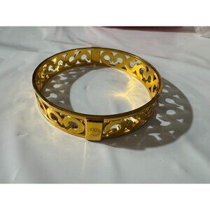 Coach Gold-Tone Openwork Bangle Bracelet With Signature Logo Design